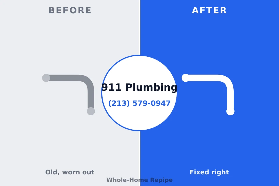 Before and after: plumbing repair Woodville, MS